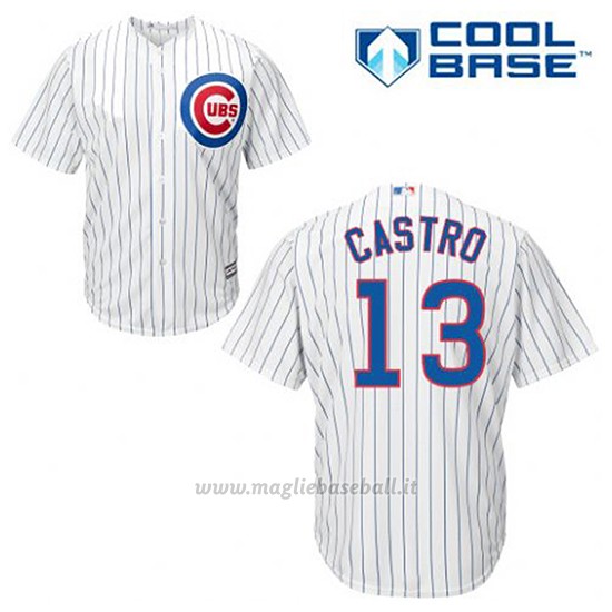 Maglia Baseball Uomo Chicago Cubs 13 Starlin Castro Bianco 1ªCool Base